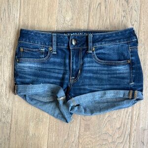 American Eagle Denim Blue Shortie Shorts Size 4